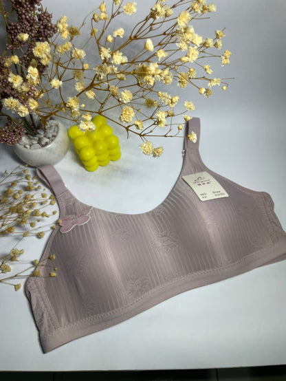 Embossed Floral Comfort Seamless Wireless Bra