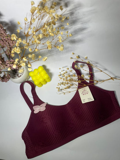 Embossed Floral Comfort Seamless Wireless Bra