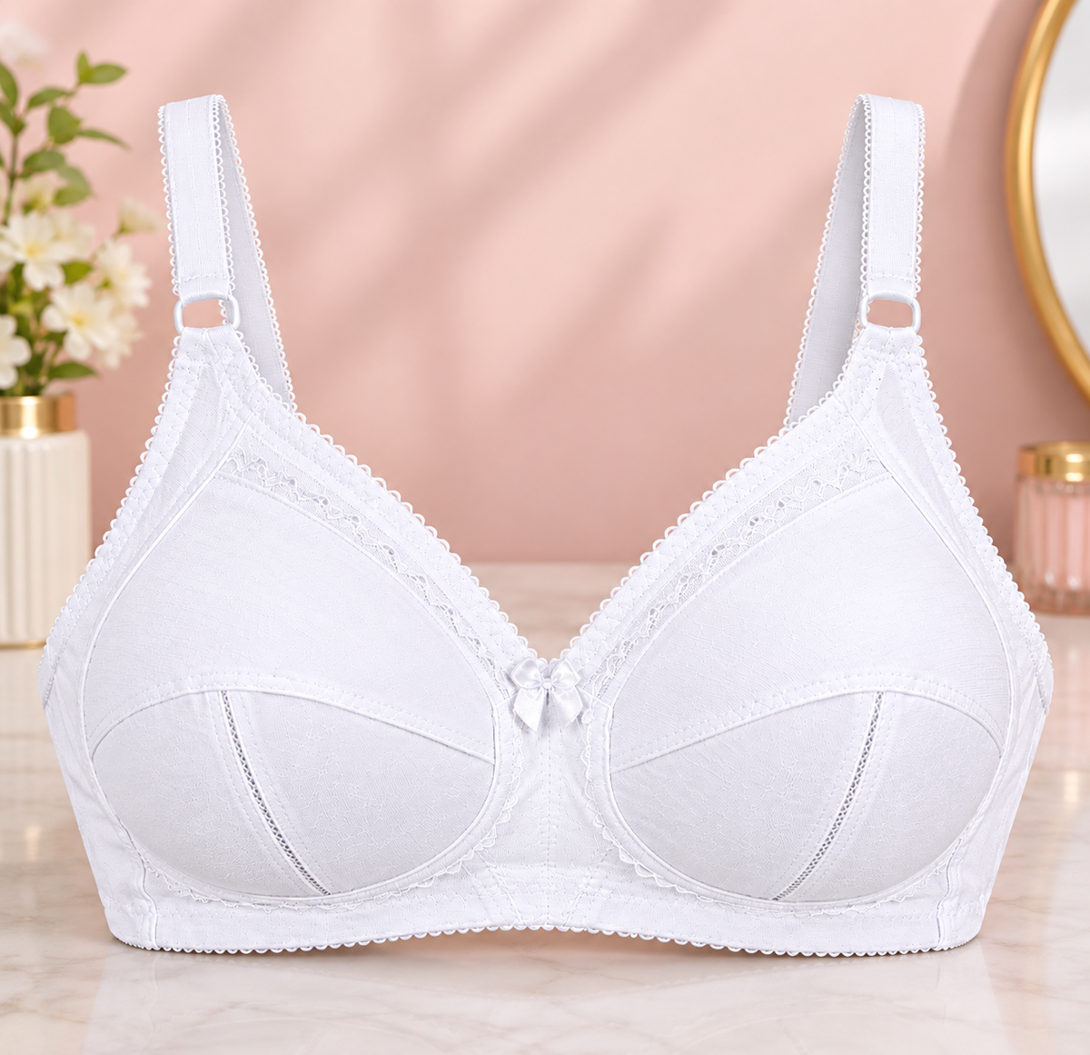Full-Coverage Soft Cotton Bra.