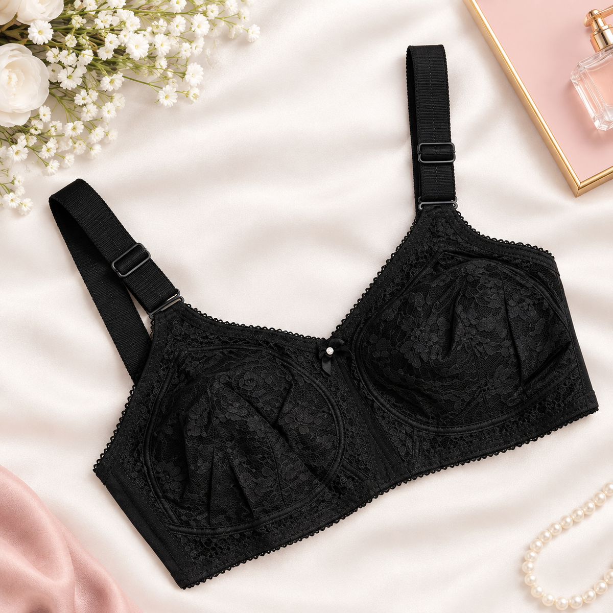 Black Full-Coverage Wireless Minimizer Bra