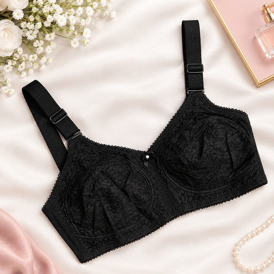 Black Full-Coverage Wireless Minimizer Bra