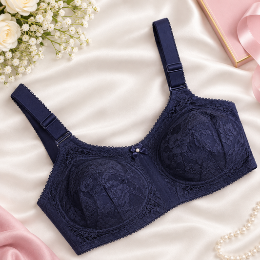 Navy Blue Lace Support Bra
