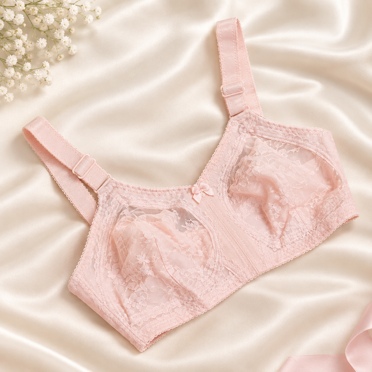 Blush Pink Lace Full-Coverage Uplift Bra