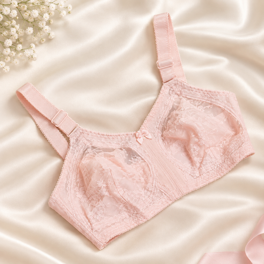 Blush Pink Lace Full-Coverage Uplift Bra