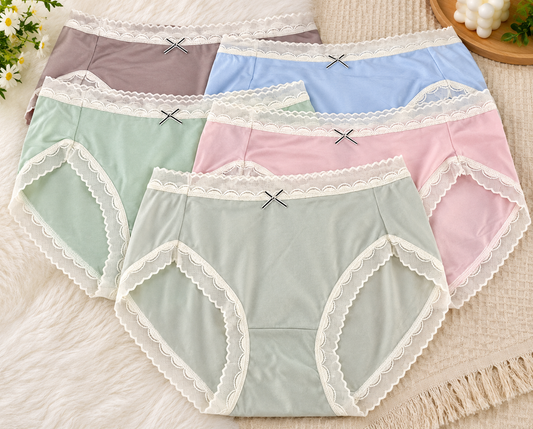 Lace-Trim Mid-Rise Briefs