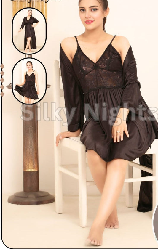 Silky Nights Satin Nightwear